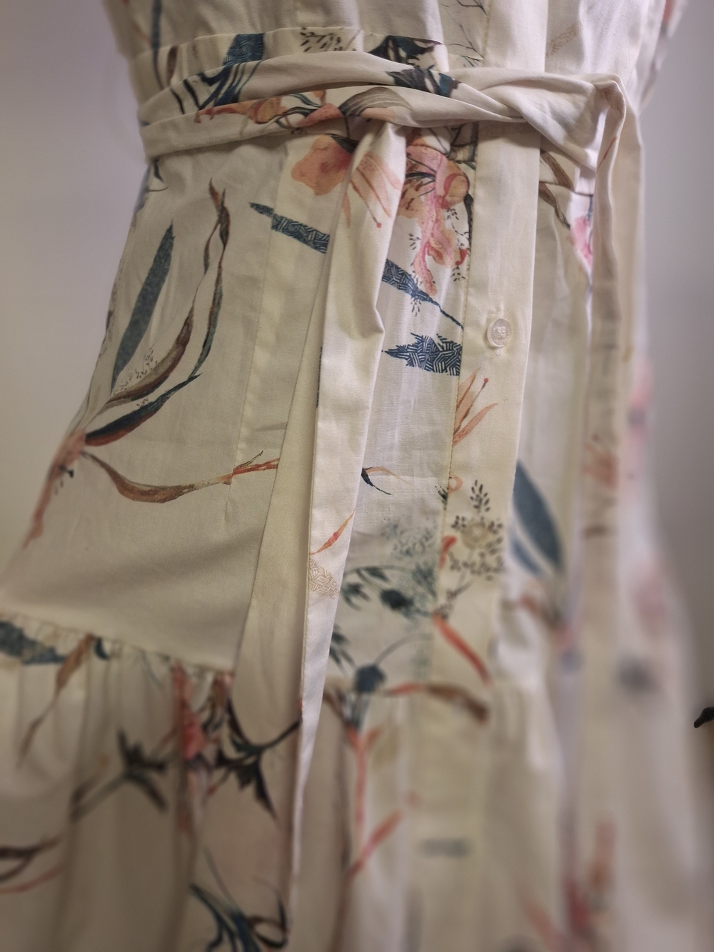 NWT Antonio Melani Foral Button-Front Maxi Cotton Dress in Cream Size 8 - Picture 6 of 12